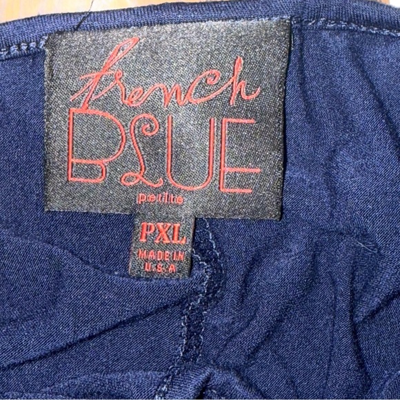 French Blue PXL Boho Embellished Navy Tunic Sheer Hem Long Sleeve - Picture 6 of 8